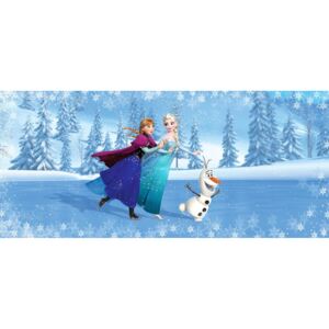 Buvu Fototapet vlies: Frozen Anna, Elsa, Olaf (panoramă) - 202x90 cm