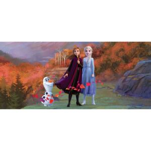 Buvu Fototapet vlies: Frozen II Anna, Elsa, Olaf (2) (panoramă) - 202x90 cm