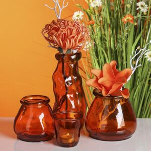 Vaza Easter, sticla reciclata, portocaliu, 15x15 cm