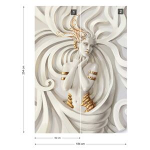 Fototapet - 3D Greek Classical Woman Swirls Papírová tapeta - 184x254 cm