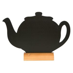 Tabla de scris Securit Silhouette Teapot 24x25,3x6cm, baza de lemn, include marker creta, negru