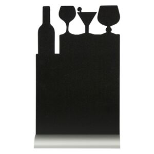 Tabla de scris Securit Silhouette Cocktail 34,5x21x6cm, baza aluminiu, include marker creta, negru