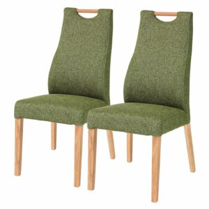 Set de 2 scaune Spofford - tesatura/lemn stejar - verde maslina