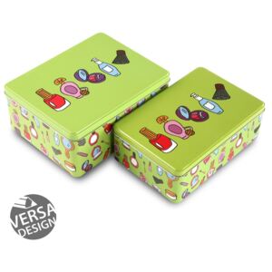 Set 2 cutii din metal pentru cosmetice Versa, verde