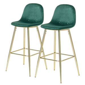 Set de 2 scaune Sendo, catifea/metal, verde/auriu