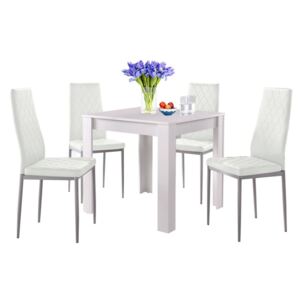 Set masă albă și 4 scaune albe Støraa Lori and Barak, 80 x 80 cm