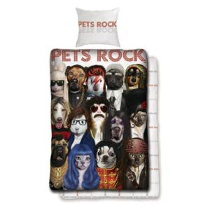Lenjerie din bumbac Pets Rock, 140 x 200 cm, 70 x 90 cm
