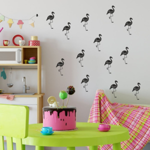 Set autocolante de perete North Carolina Scandinavian Home Decors Flamingo, negru