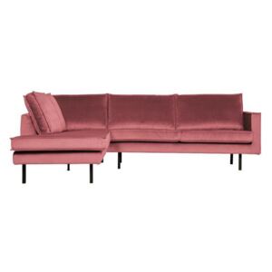 Canapea coltar pe stanga roz Rodeo Corner Sofa Pink