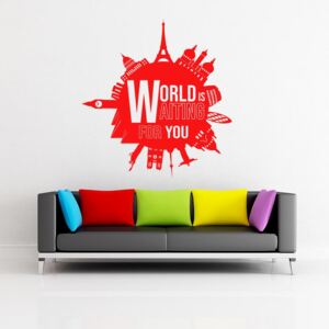 GLIX World is waiting for you - autocolant de perete Rosu 55x60 cm