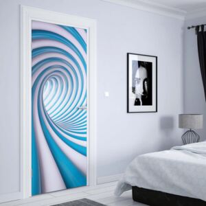GLIX Tapet netesute pe usă - 3D Swirl Tunnel Blue And White