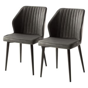 Set de 2 scaune Watson, piele sintetica/metal, gri