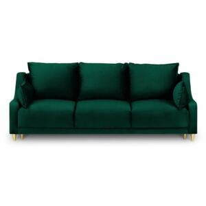 Canapea extensibilă cu 3 locuri și spațiu de depozitare Mazzini Sofas Pansy, verde