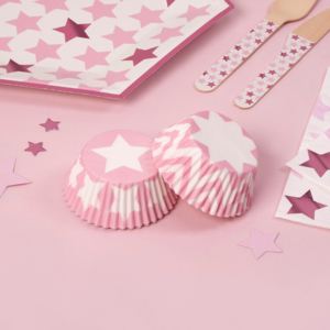 Set 100 coșulețe din hârtie pentru brioșe Neviti Little Star Pink