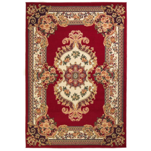Covor persan, design oriental, 140 x 200 cm, roșu/bej