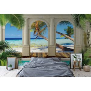 Fototapet - Tropical Beach 3D Archway View Vliesová tapeta - 254x184 cm