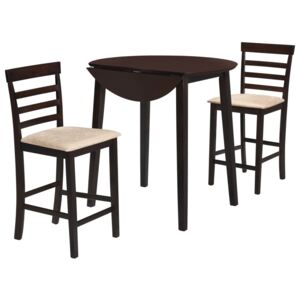Set masă și scaune de bar, 3 piese, lemn masiv, maro închis