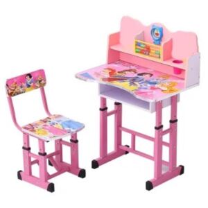Set de studiu multifunctional format din birou si scaun pentru copii model Printese Roz