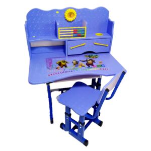 Set de studiu multifunctional format din birou si scaun pentru copii model Bear blue