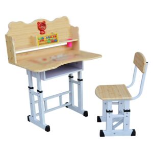 Set de studiu multifunctional format din birou si scaun pentru copii model Printese natur