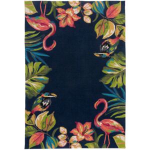 Covor Floral Rosetta, Antracit/Multicolor, 70x140 cm