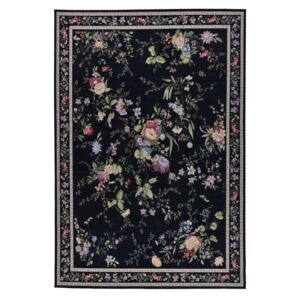 Covor Floral Flomi, Negru/Multicolor, 60x90 cm