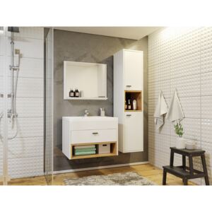Set baie Velum I, Alb, Stejar artizan, PAL laminat, 38 kg