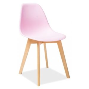 Scaun din lemn si plastic Moris, roz, 46x38x85 cm lxAxh