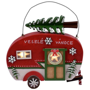Decorațiune cu LED caravană de Crăciun Ego dekor Car, roșu