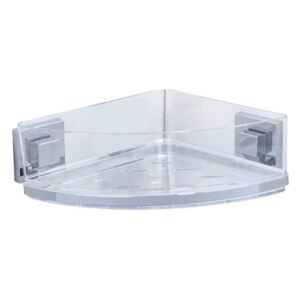 Raft argintiu/transparent din inox si plastic 19,5x28 cm pentru baie Vacuum-Loc Corner Rest Quadro Wenko