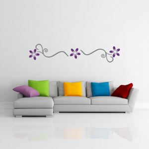 GLIX Floral decoration VII. - autocolant de perete Gri și violet 140 x 30 cm