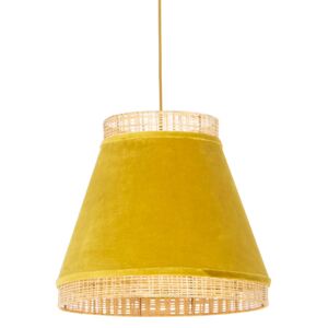 Lampă suspendată de țară catifea galbenă cu trestie 45 cm - Frills Can