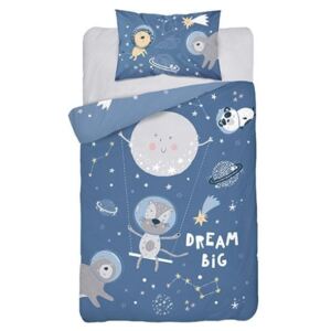 Lenjerie de pat Spațiu (Dream Big, albastru) pentru copii de grădiniță