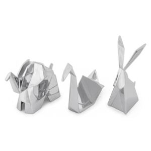 Set 3 suporturi pentru inele Umbra Origami, argintiu
