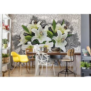 Fototapet - Lillies Modern Floral Design Vliesová tapeta - 368x254 cm