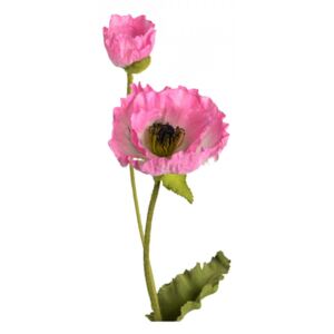 Floare artificiala roz din poliester si plastic 76 cm Coquelicot Pizzicato Lou de Castellane