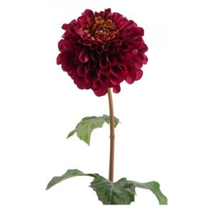 Floare artificiala rosu burgund din poliester 55 cm Dahlia Bowl Lady Lou de Castellane