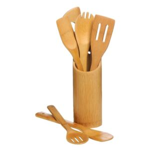 Set 6 ustensile de bucătărie cu suport Premier Housewares Bamboo Set