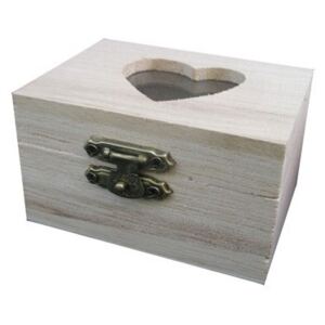 Cutie lemn cu capac decupat in forma de inima