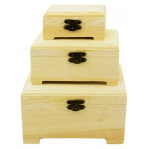 Set 3 cutii lemn cu picioare