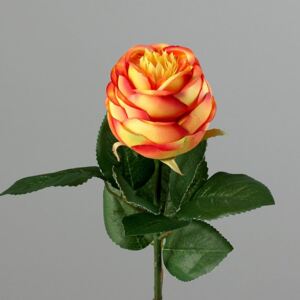 Trandafir artificial rosu-portocaliu - 47 cm
