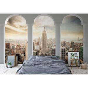 Fototapet - New York City Skyline 3D Archway View Vliesová tapeta - 368x254 cm