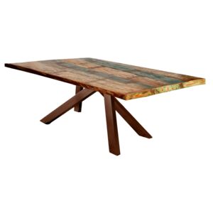 Masa dreptunghiulara din lemn reciclat si metal Tables&Co 160x85 cm multicolor/maro