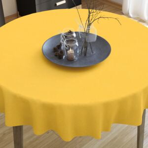 Goldea față de masă decorativă loneta - galben închis - rotundă Ø 100 cm