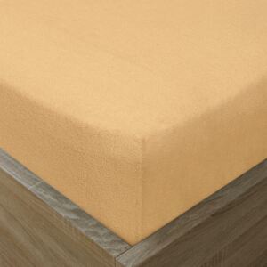 Goldea cearceafuri de pat din terry cu elastic - portocaliu-bej 90 x 200 cm