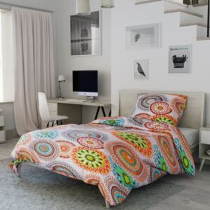 Lenjerie de pat creponată Mandala turcoaz