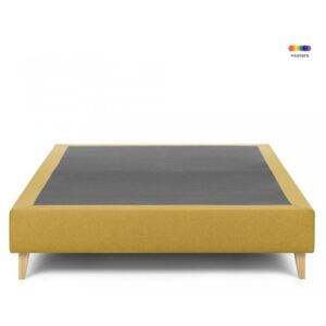 Cadru pat galben din lemn si textil 140x190 cm Nikos Yellow La Forma