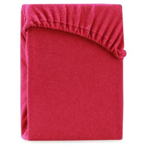 Cearșaf elastic pentru pat dublu AmeliaHome Ruby Maroon, 220-240 x 220 cm, roșu