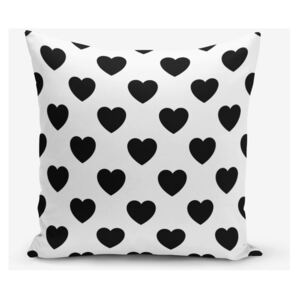Față de pernă, alb-negru, Minimalist Cushion Covers, 45 x 45 cm, motive inimi