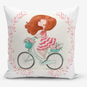 Față de pernă cu amestec de bumbac Minimalist Cushion Covers Bike Girl, 45 x 45 cm
